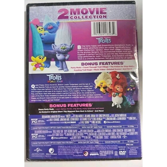Trolls / Trolls World Tour 2-Movie Collection [DVD] BRAND NEW SEALED - Picture 2 of 5